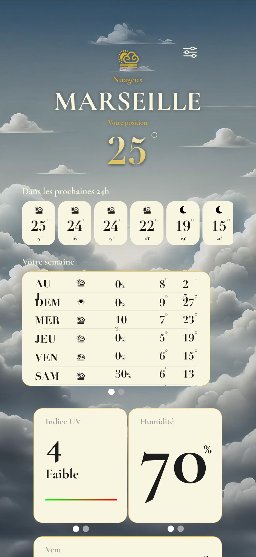 Design d’interface - Application météo